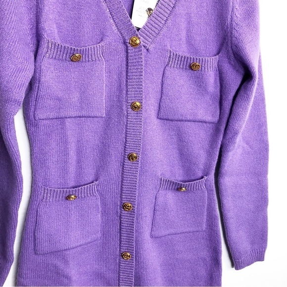 𝅺Cider purple button-down knit sweater dress - Picture 3 of 9